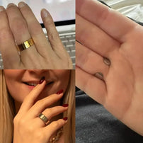 Fotos reales del anillo de cobre puesto en la mano